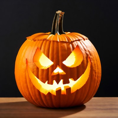 Pumpkin with face carved for halloween