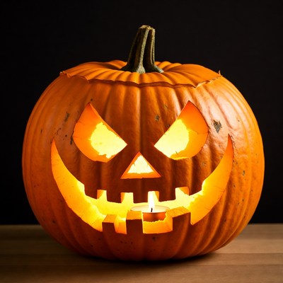 Halloween pumpkin with carved face