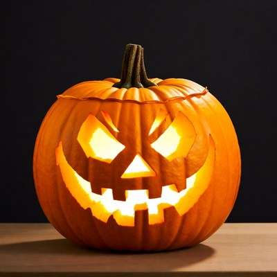 Jack-oâ€™-lantern shines at night