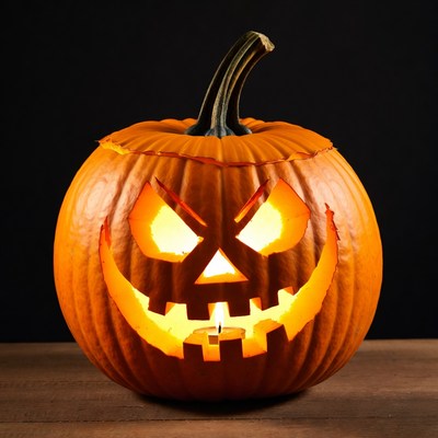 Halloween pumpkin with glowing face