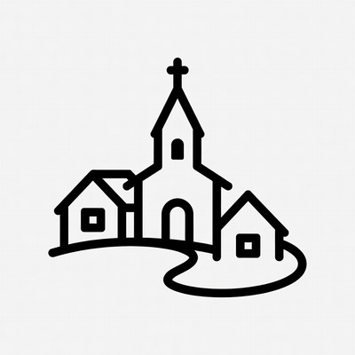 Church and houses on a hill