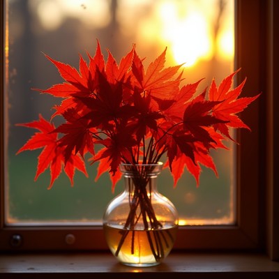 Bright leaves in morning light