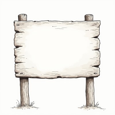 Wooden sign on two posts in a field