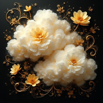 Floral arrangement with golden details