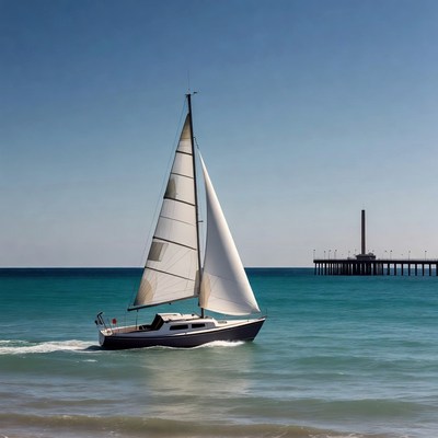 Sailing boat on clear water