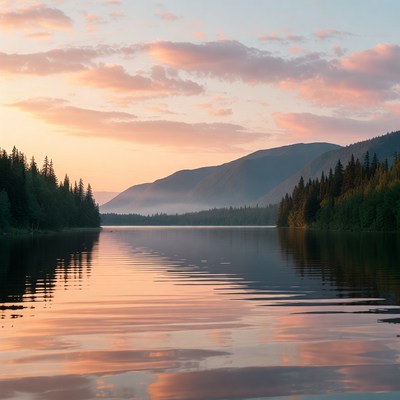 Sunset over a calm lake