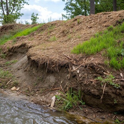 Soil erosion near a water body