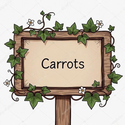 Carrots sign with vines and flowers