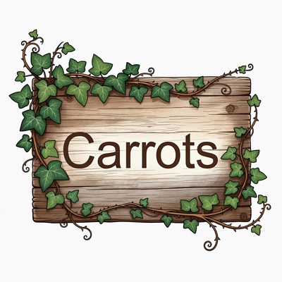 Sign showing carrots in garden