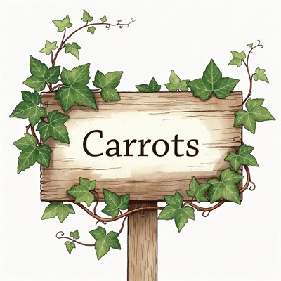 Carrots sign with vines and leaves