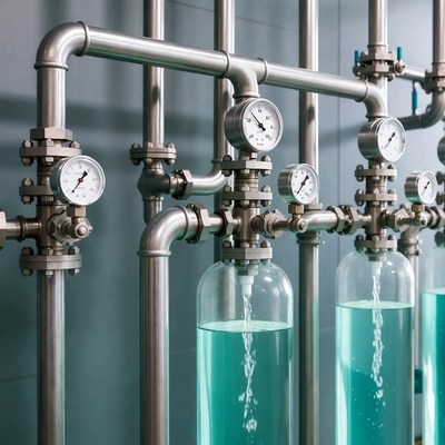 Water processing system with gauges