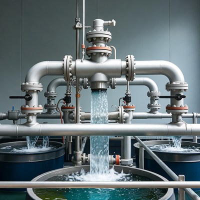Water treatment facility with piping system
