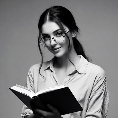 Reading in black and white tones