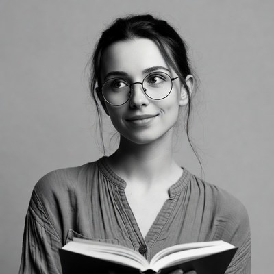 Reading indoors with glasses during daytime