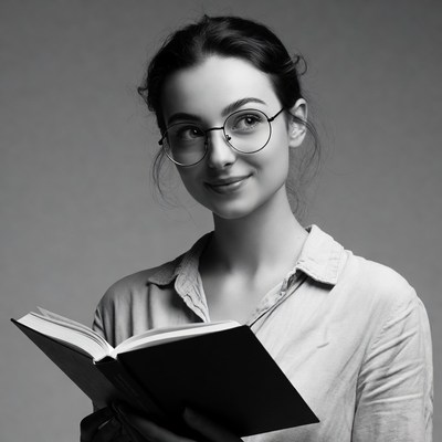 Young woman reading a book indoors