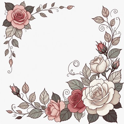 Floral decoration with roses and leaves