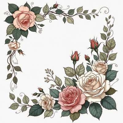 Floral design with roses and leaves