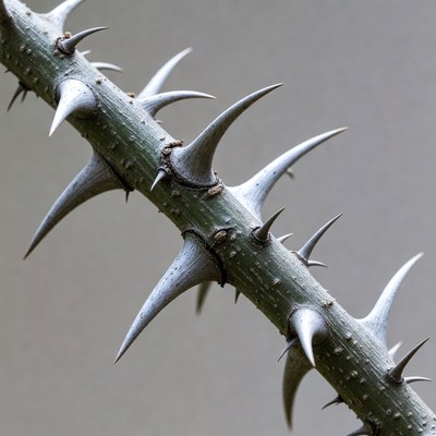 Details of sharp thorns on a branch