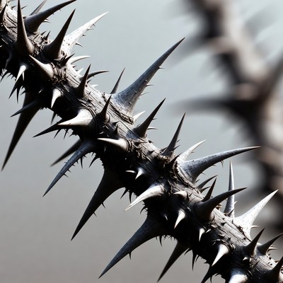 Thorns on a branch close up