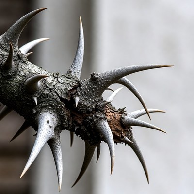Spiky branch with sharp thorns