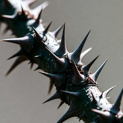 Thorny branch with sharp spikes