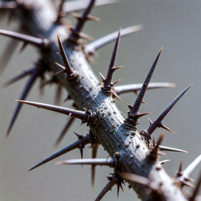 Thorny branch close up in nature