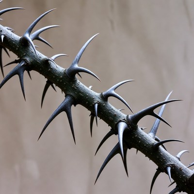Thorny branch with sharp spikes