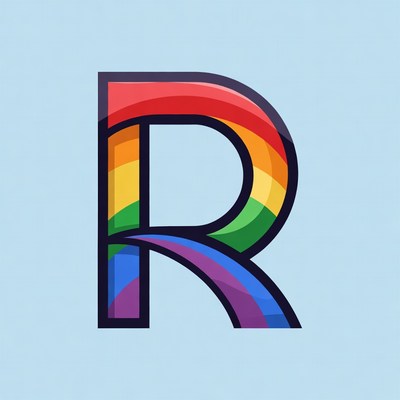 Colorful letter with rainbow design