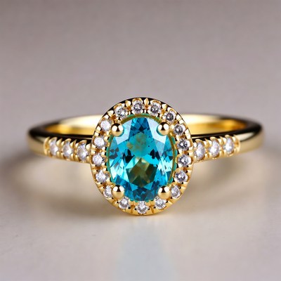 Elegant gold ring with blue gemstone