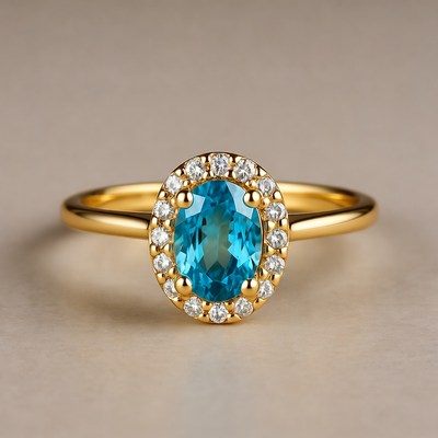 Beautiful gold ring with blue stone