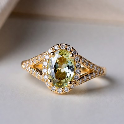 Elegant gold ring with green gemstone