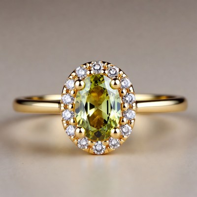 Gold ring with green stone