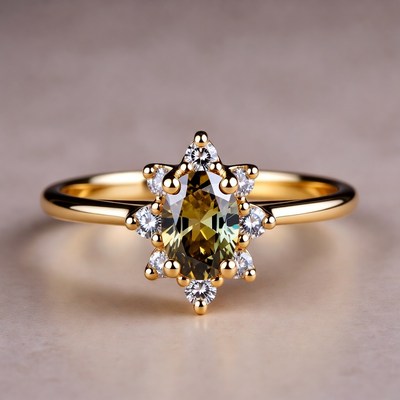 Golden ring with unique stone design