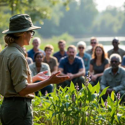 Nature guide speaks to group