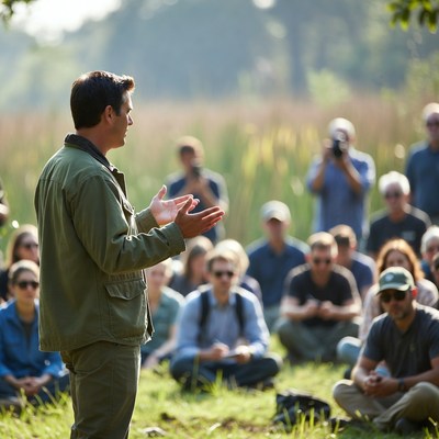 Group learns from speaker in nature