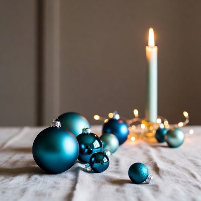Holiday decorations on a table