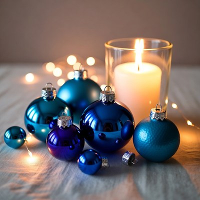 Holiday decorations with candles and lights