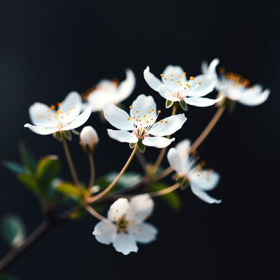 White flowers on a dark background