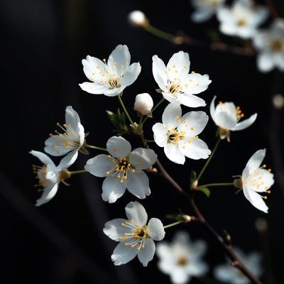 White flowers blooming on branches