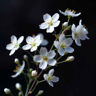 White flowers in dark background