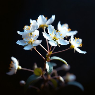 White flowers against dark background