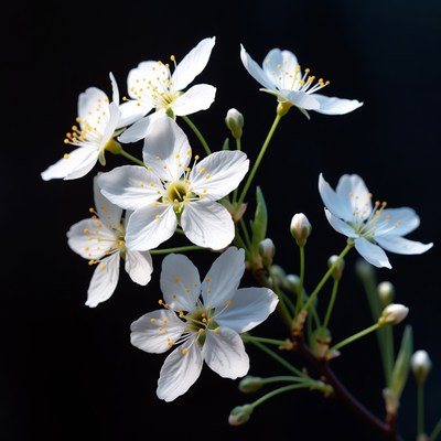 White flowers blooming on branch