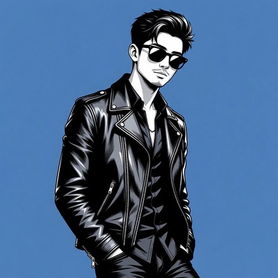 Young man in leather jacket