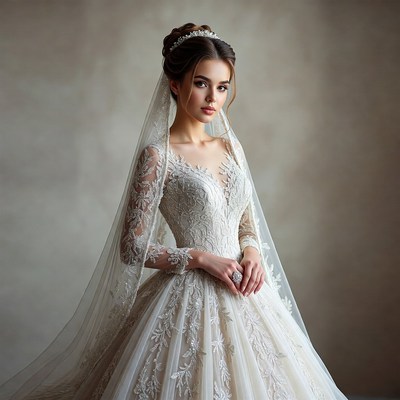 Bride in elegant white dress