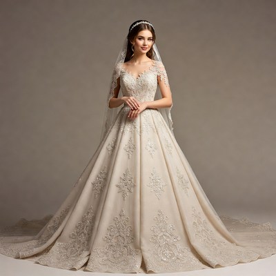 Bride in elegant wedding dress