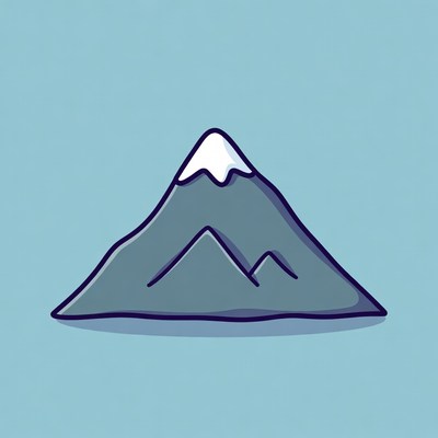 Simple drawing of a mountain with snow