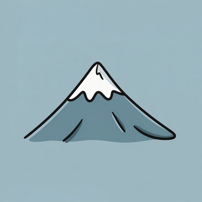 Mountain with snow cap against blue background