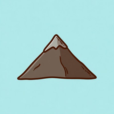 Mountain with snow peak on blue background