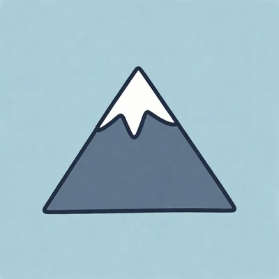 Mountain with snow cap and blue background