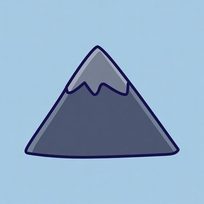 Simple mountain drawing on blue background